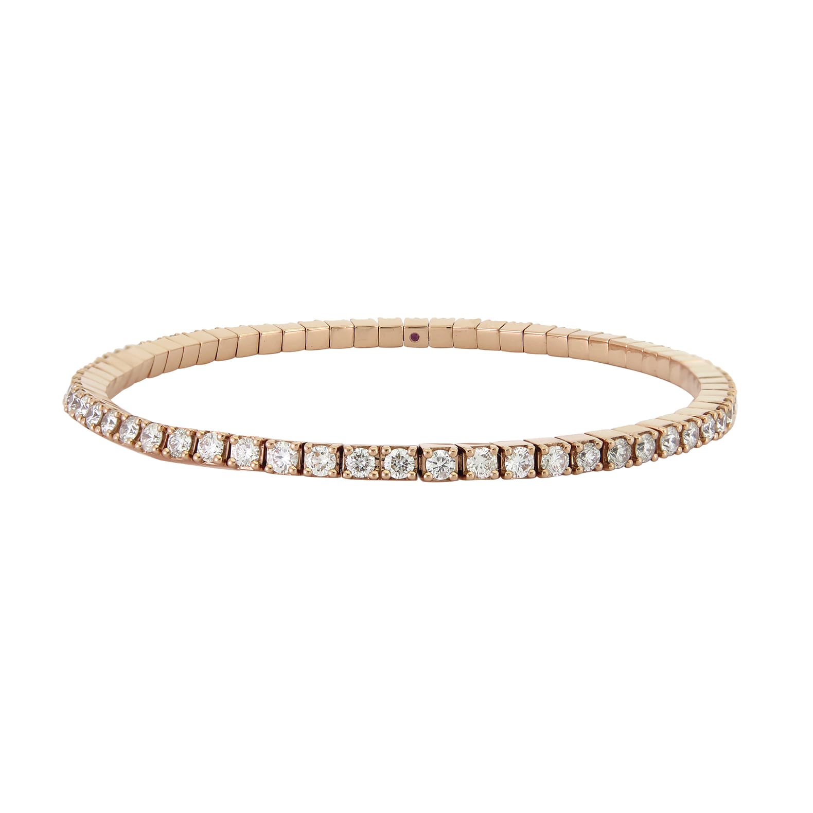 Stretch Tennis Bracelet in Pink Gold with Diamonds