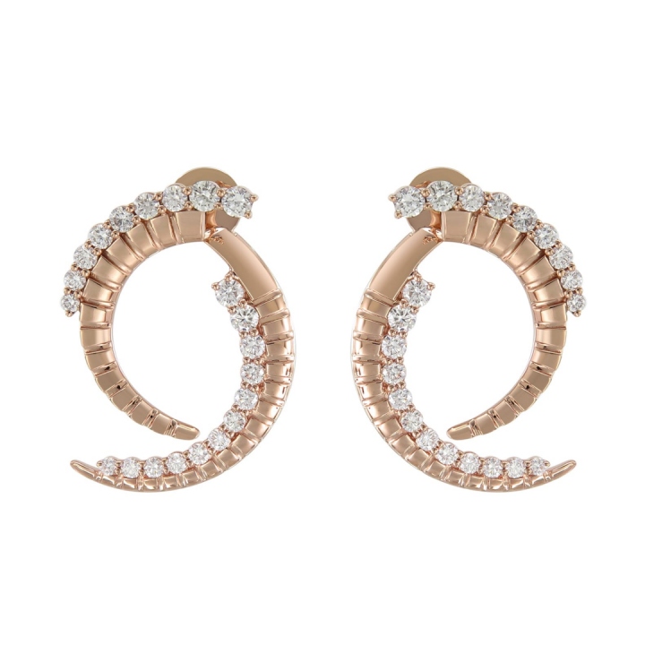 Moon-Shaped Rose Gold Earrings with Brilliant-cut Diamonds