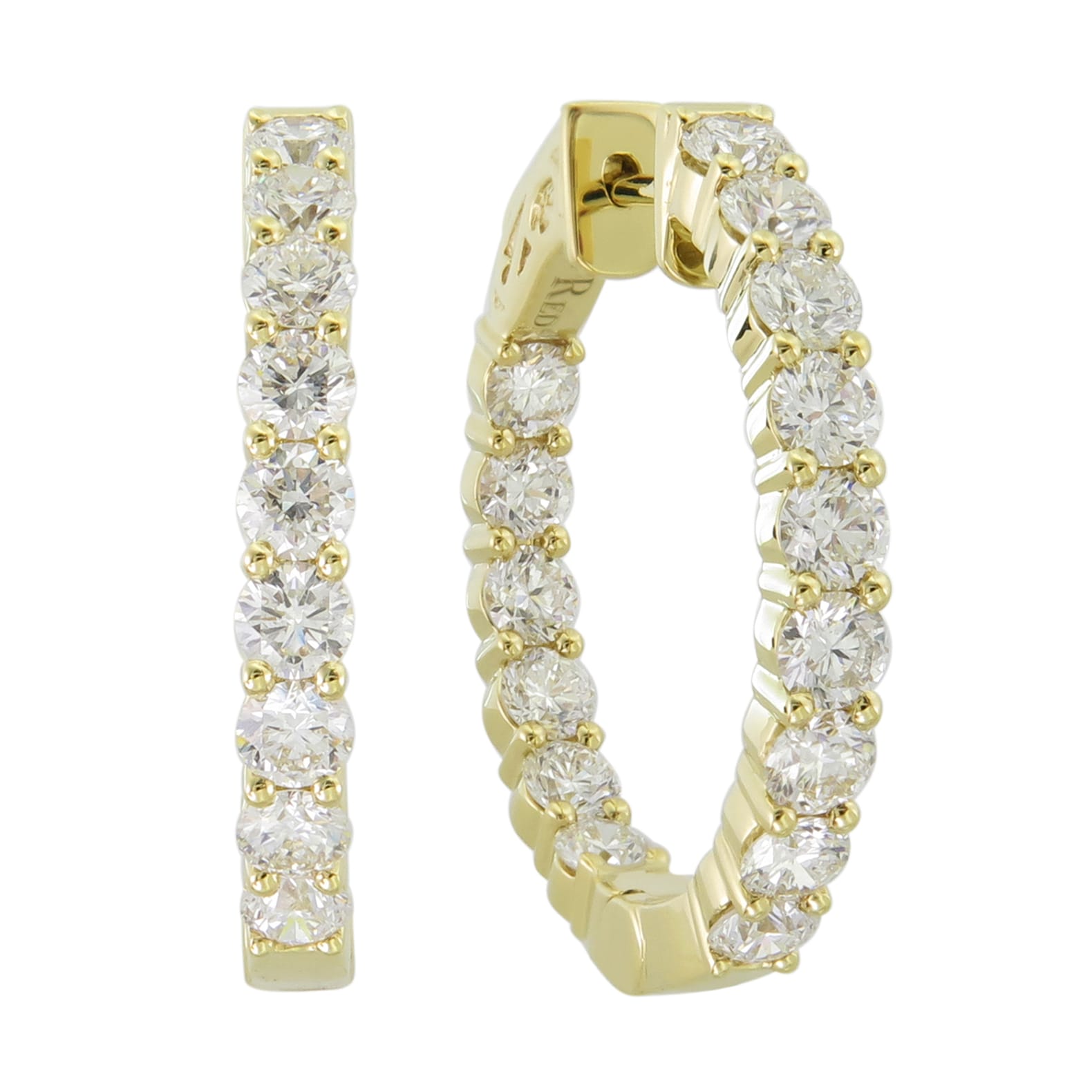 Yellow Gold Hoop Earrings With 30 Brilliant-Cut Diamonds