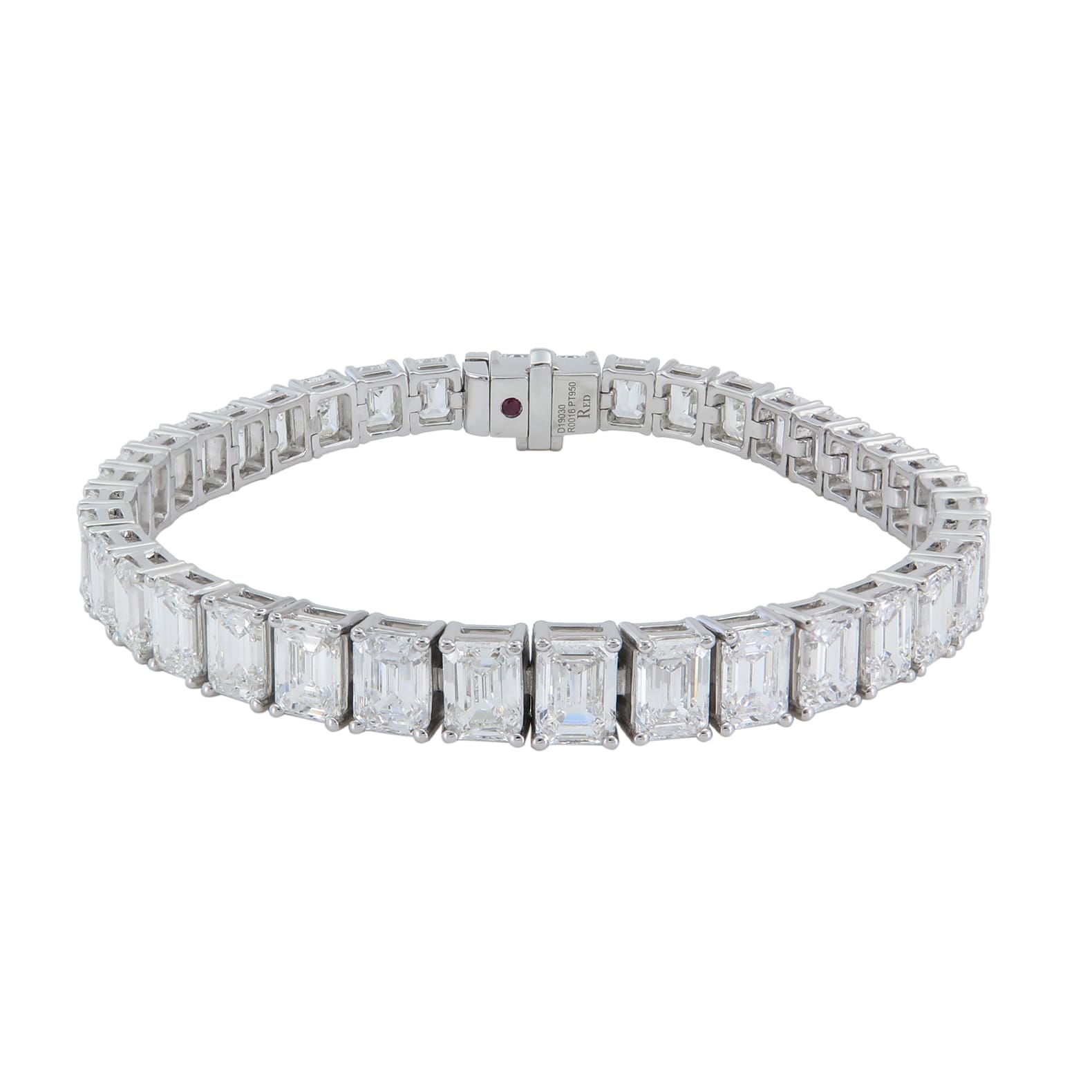 Emerald VS Princess Cuts in Diamonds platinum elastic bracelet with emerald cut diamonds
